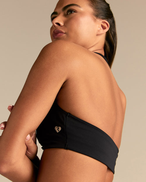 Essential Twist Front Halter Bra | Black