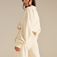 Comfort Lightweight Half Zip Draw Hem Sweat | Coconut White