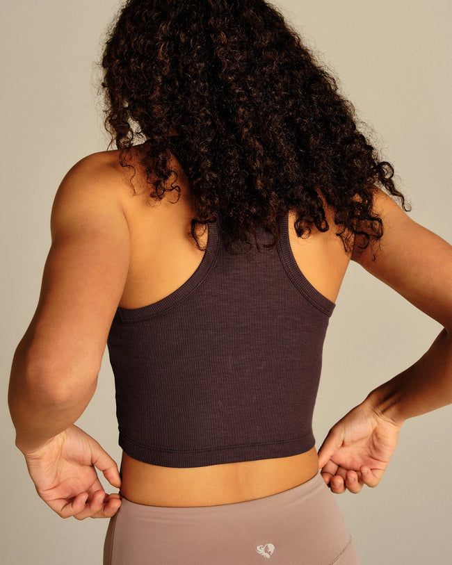 Comfort Ribbed Cropped Tank | Cafe Noir