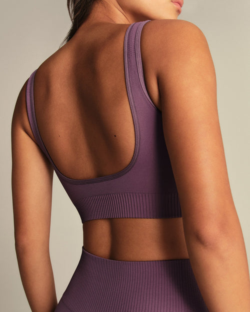 Power Seamless Open Back Mini Bra | Dusk Plum