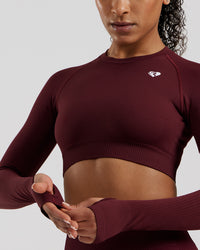 Power Seamless Long Sleeve Crop Top | Dark Cherry