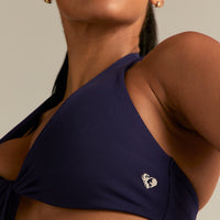 Essential Twist Front Halter Bra | Mystic Purple