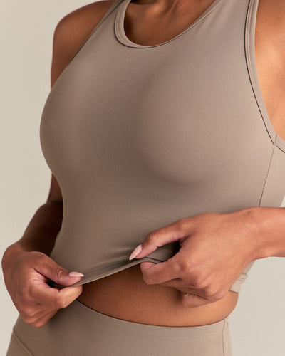 Essential Crop Tank Top | Taupe Grey