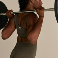 Power Seamless One Shoulder Bra | Dark Olive