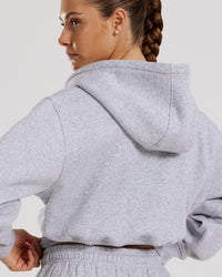 Comfort Cropped Full Zip Hoodie | Silver Grey Marl