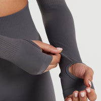Power Seamless Long Sleeve Crop Top | Graphite