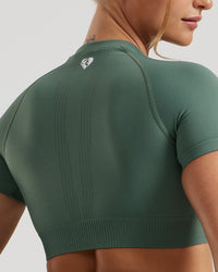 Power Seamless Short Sleeve Crop Top | Sage