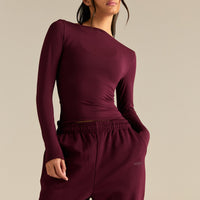 Smooth Contour Long Sleeve Reversible T-Shirt | Merlot