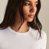 Smooth Contour Midi Short Sleeve T-Shirt | White