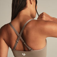 Power Seamless Built-In Bra Tank | Taupe Grey
