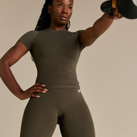 Power Seamless Short Sleeve Top | Dark Olive