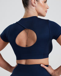 Motion Seamless Short Sleeve Crop Top | Sapphire Blue