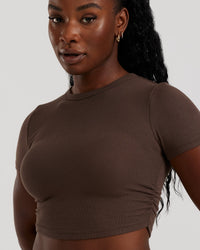 Comfort Ribbed Cropped T-Shirt | Cocoa