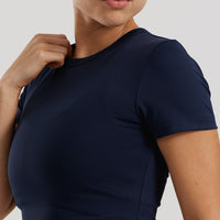 Essential Cropped Short Sleeve Tee | Sapphire Blue