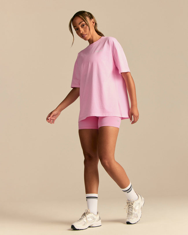 Comfort Oversized Barbell Society Short Sleeve T-Shirt | Candy Pink (4/6)
