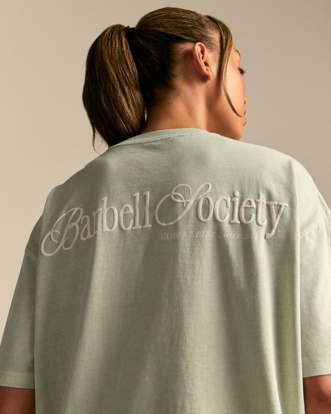 Comfort Oversized Barbell Society Short Sleeve T-Shirt | Calming Green (4/6)