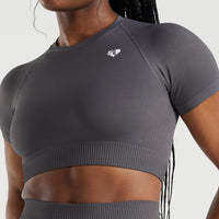 Power Seamless Short Sleeve Crop Top | Graphite