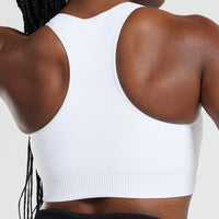 Power Seamless High Neck Bra | White