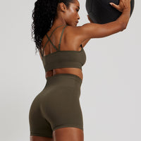 Power Seamless Adjustable Sports Bra | Dark Olive