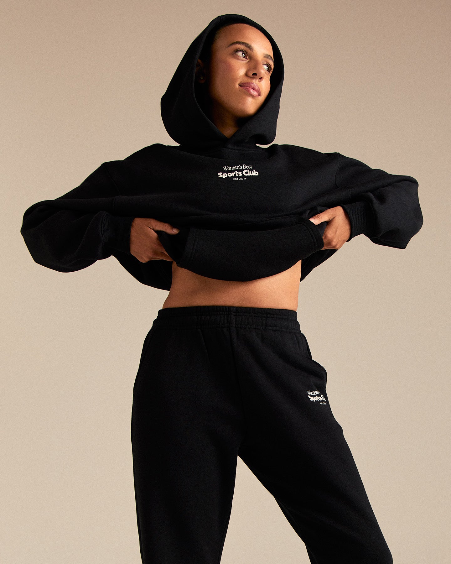 Comfort Oversized Sports Club Hoodie | Black