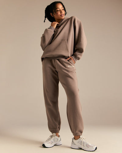 Comfort Oversized Sports Club Hoodie | Taupe Grey