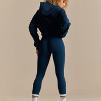 Comfort Cropped Sports Club Hoodie | True Navy