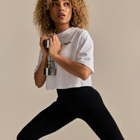 Comfort WB Logo Oversized Cropped T-Shirt | White