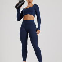 Define 2.0 Seamless Long Sleeve Built-In Bra Top | Sapphire Blue