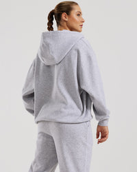 Comfort Oversized Zip-Up Hoodie | Silver Grey Marl