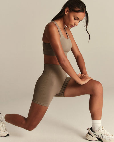 Power Seamless Adjustable Sports Bra | Taupe Grey