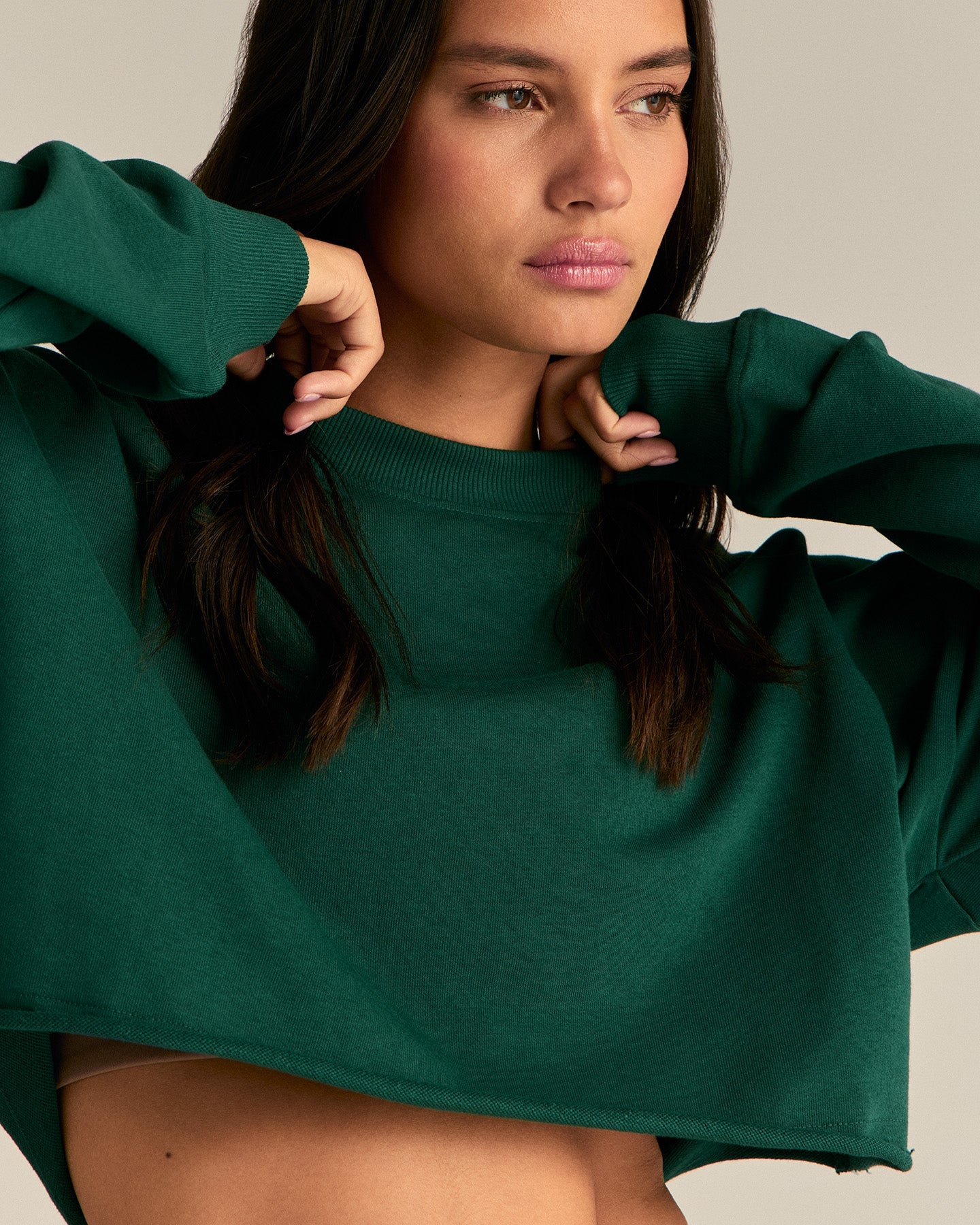 Comfort Lightweight Cropped Sweat | Emerald