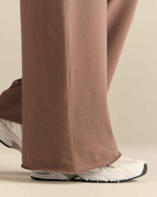 Cotton Contour Fold Over Straight Leg Pants | Mocha