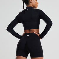 Define Seamless Crop Zip Jacket | Black