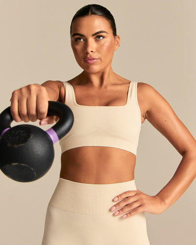 Power Open Back Mini Bra | Off White