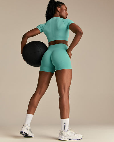 Power Seamless Scrunch Shorts | Marine Green