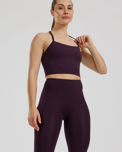 Essential Built-In Bra Crop Tank Top | Midnight Plum