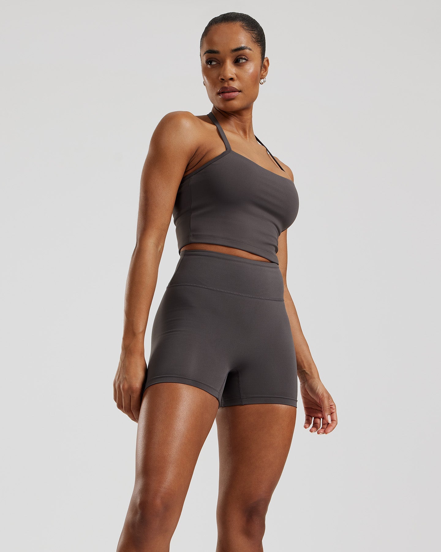 Essential Built-In Bra Crop Tank Top | Graphite