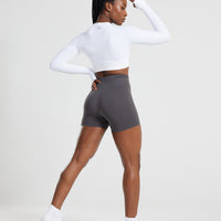 Power Long Sleeve Crop Top | White