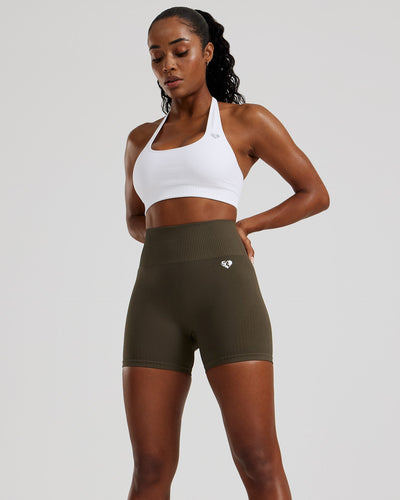 Power Seamless Halter Neck Bra | White