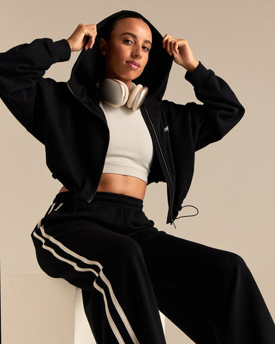 Comfort Lightweight Draw Hem Hoodie | Black