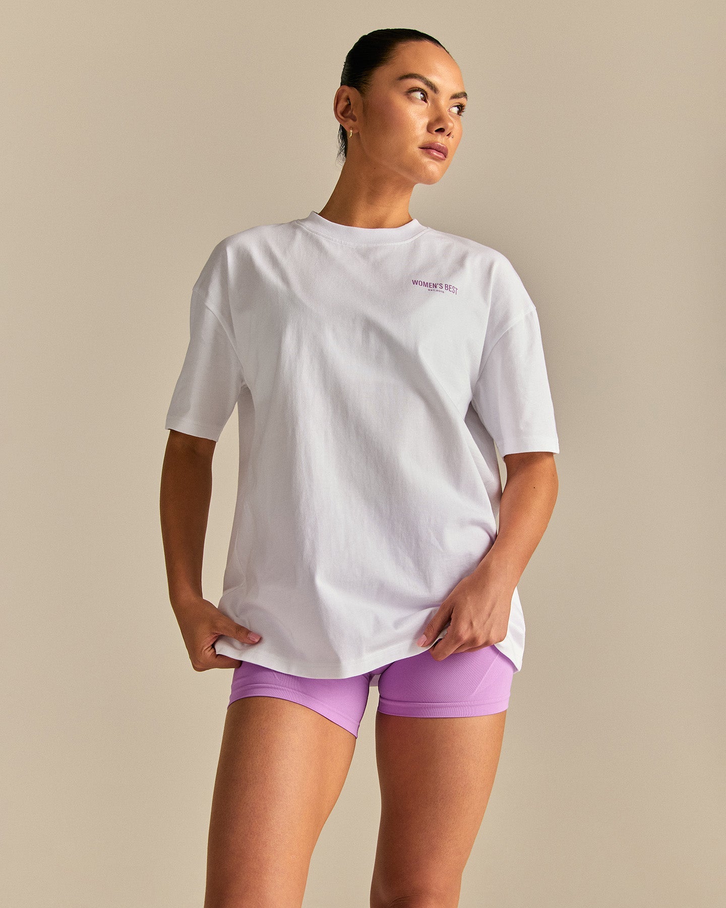 Comfort Summer Lifting Club Oversized T-Shirt | White/Vivid Orchid