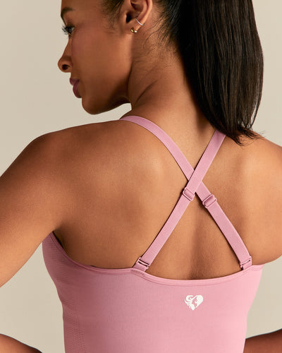 Power Seamless Built-In Bra Tank | Blush Pink