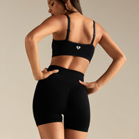 Power Seamless Zip Front Bra | Black