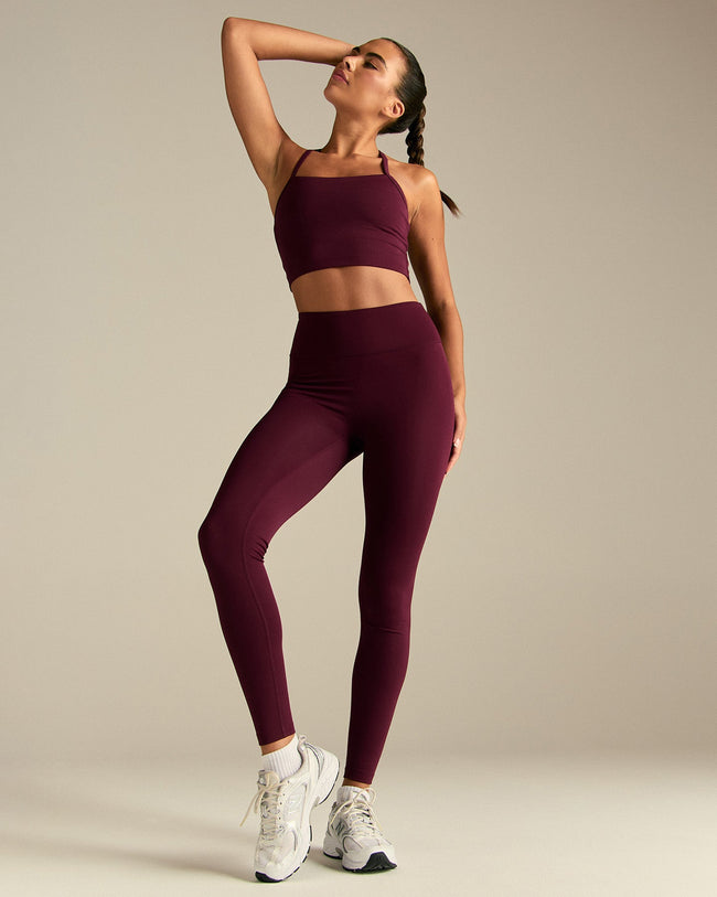 Essential Built-In Bra Crop Tank Top | Merlot