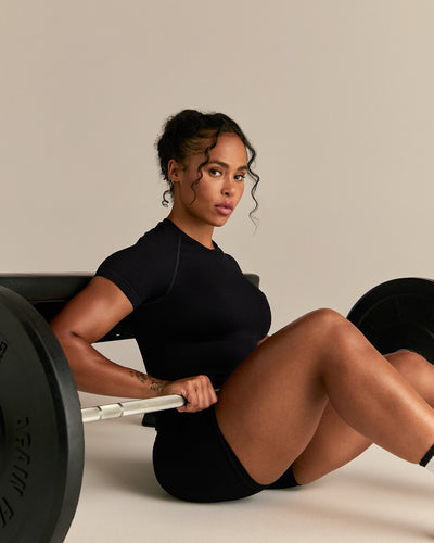 Power Seamless Short Sleeve Top | Black