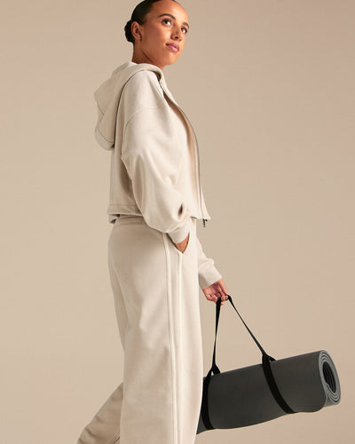 Comfort Lightweight Draw Hem Hoodie | Stone