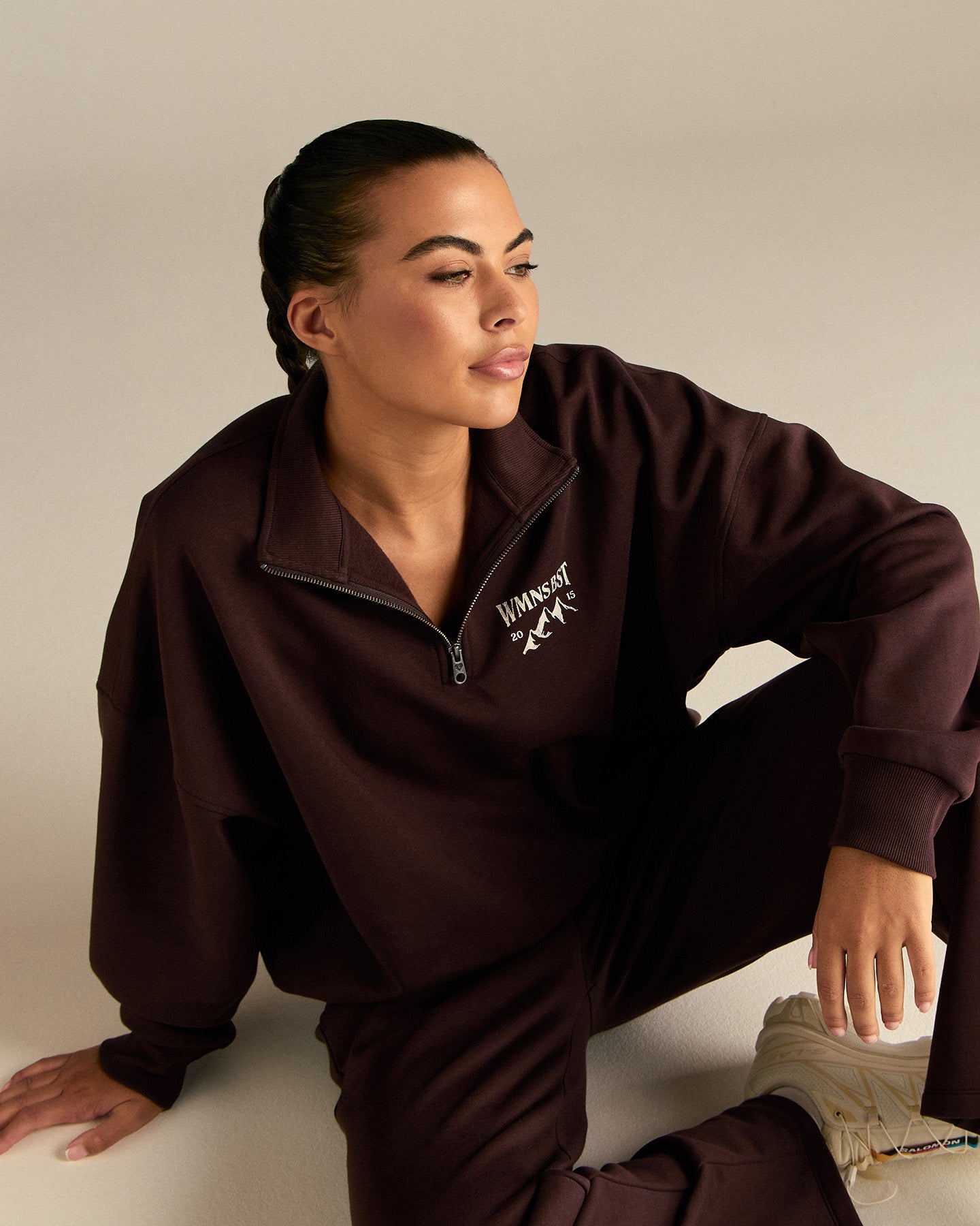 Comfort Outdoor 1/4 Zip Graphic Sweat | Cafe Noir