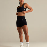 Power Seamless Open Back Mini Bra | Black