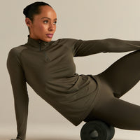 Lightweight Seamless 1/4 Zip Long Sleeve Top | Dark Olive