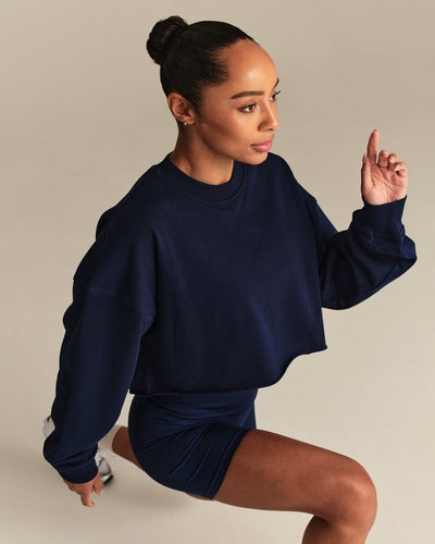 Comfort Lightweight Cropped Sweat | Sapphire Blue